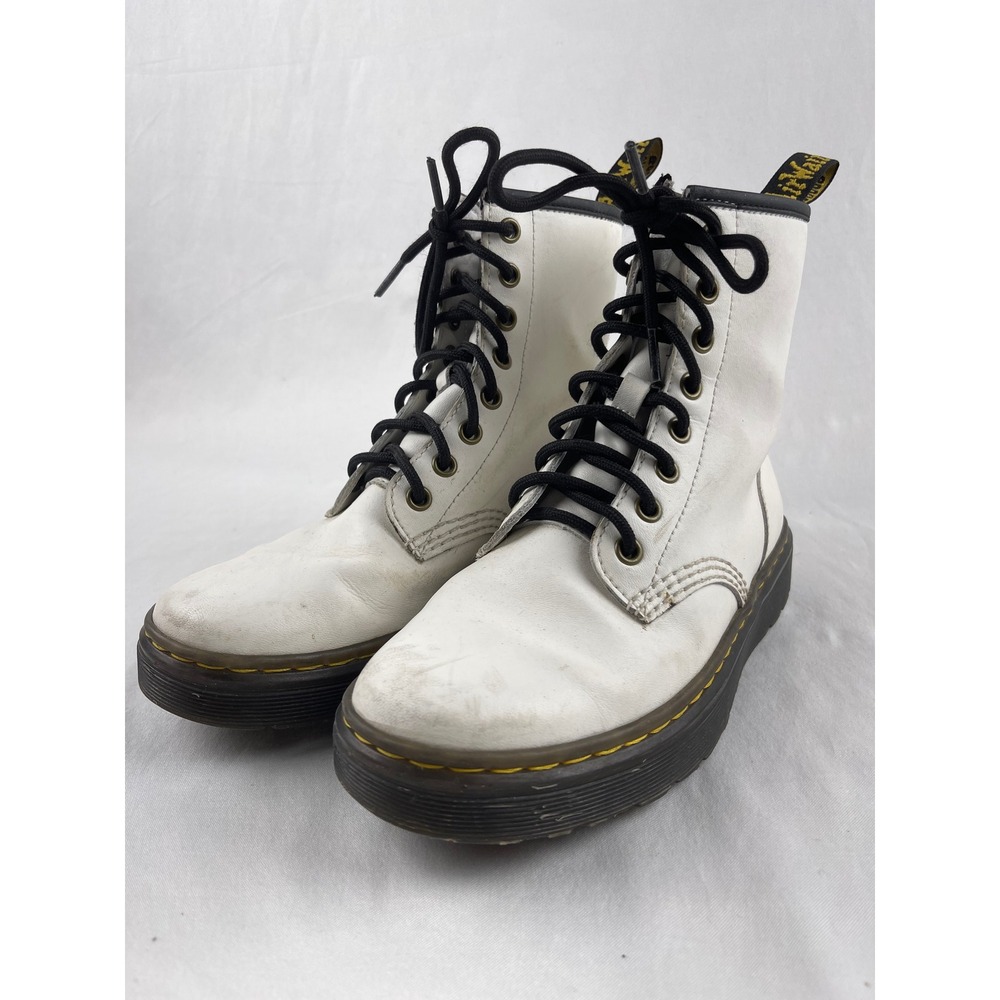 Dr.‎ Martens Zavala Women 6 White Good Combat Boot Leather All Season